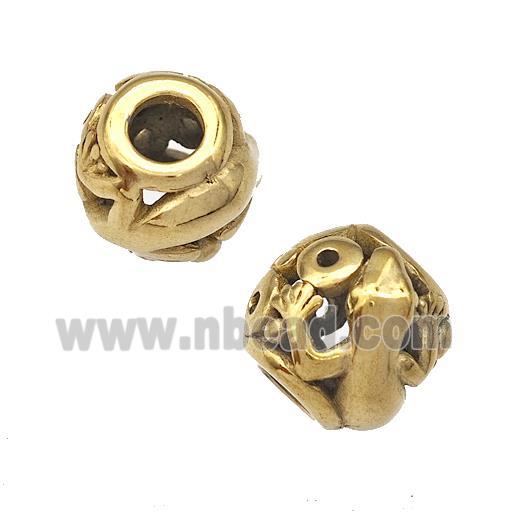 Stainless Steel Barrel Beads Cabrite Hollow Large Hole Gold Plated
