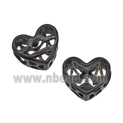 Stainless Steel Heart Beads Zodiac Libra Large Hole Hollow Black Plated