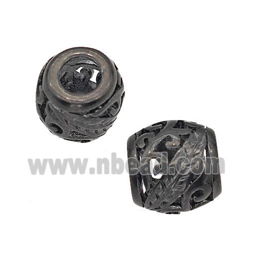 Stainless Steel Barrel Beads Large Hole Hollow Black Plated