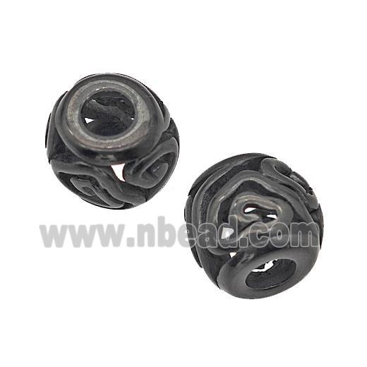 Stainless Steel Barrel Beads Cloud Large Hole Hollow Black Plated