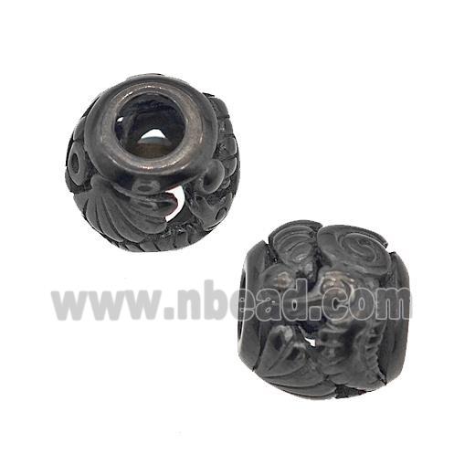 Stainless Steel Barrel Beads Seahorse Large Hole Hollow Black Plated