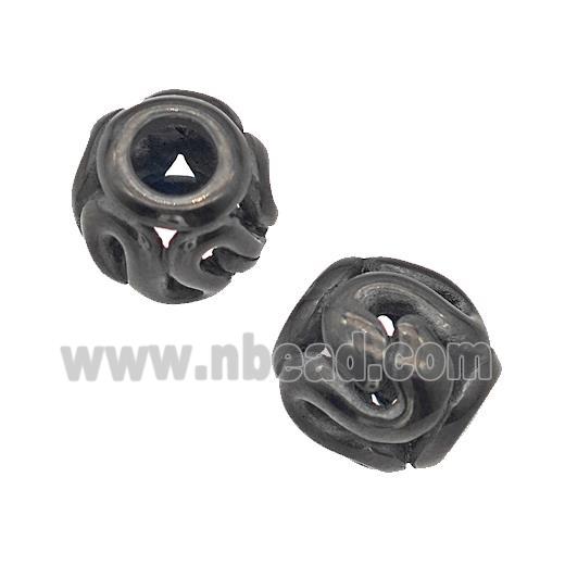 Stainless Steel Barrel Beads Snake Large Hole Hollow Black Plated