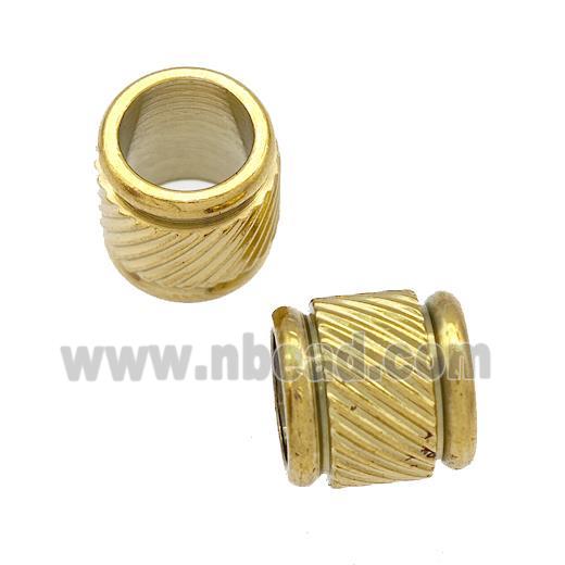 Stainless Steel Tube Beads Large Hole Column Gold Plated