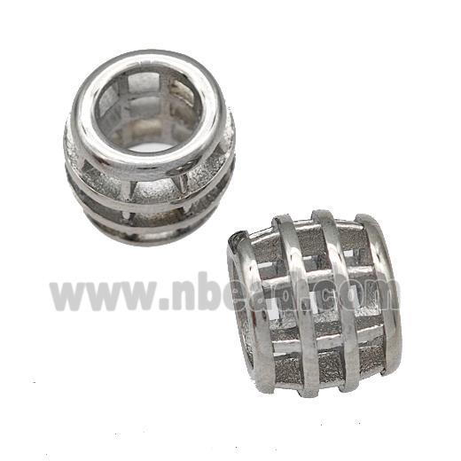 Raw Stainless Steel Barrel Beads Hollow Large Hole