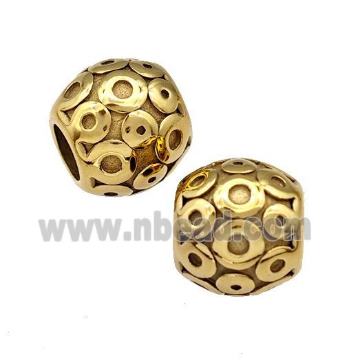 Stainless Steel Barrel Beads Large Hole Gold Plated