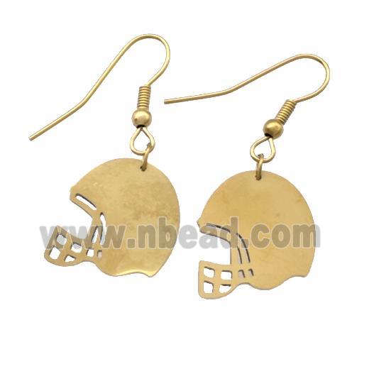 Stainless Steel Hook Earrings Football Helmet Blank Gold Plated
