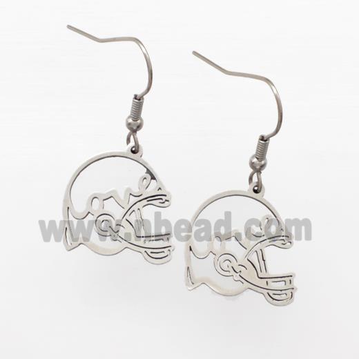 Raw Stainless Steel Hook Earrings Football Helmet Love