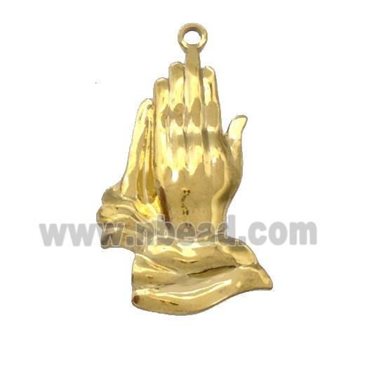 Stainless Steel Prayer Hands Pendant Gold Plated