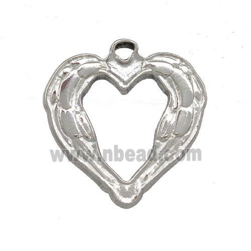 Raw Stainless Steel Heart Pendant Hollow