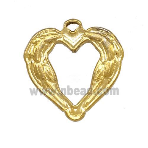 Stainless Steel Heart Pendant Hollow Gold Plated