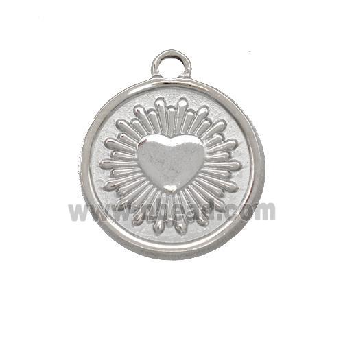 Raw Stainless Steel Heart Pendant Circle