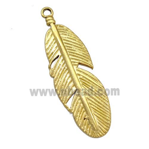 Stainless Steel Feather Pendant Gold Plated