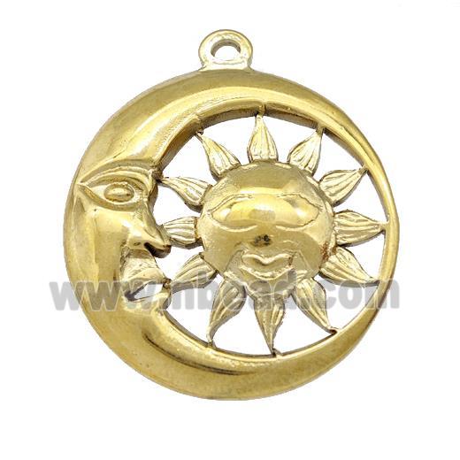 Stainless Steel Sun Moon Charms Pendant Gold Plated