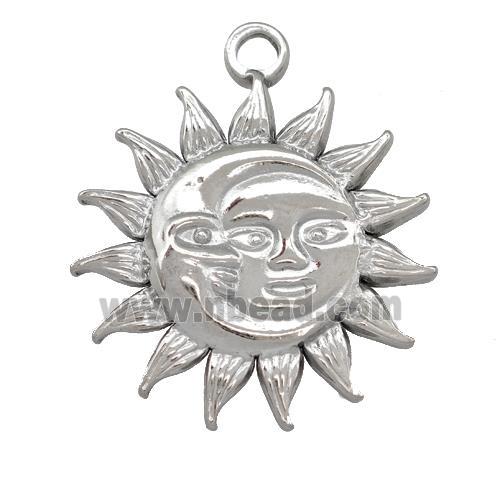 Raw Stainless Steel Sun Moon Pendant