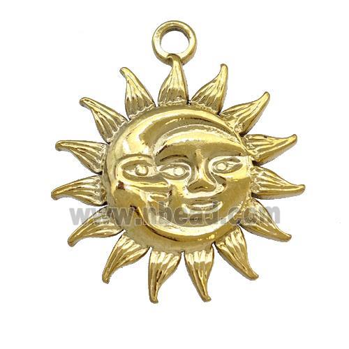 Stainless Steel Sun Moon Pendant Gold Plated