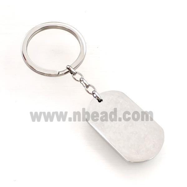Raw Stainless Steel Key Chain Rectangle Pendant