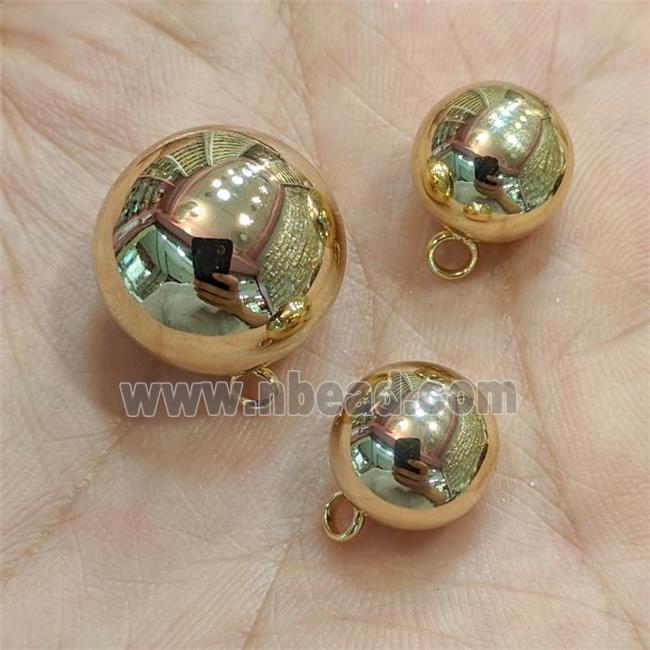 Stainless Steel Ball Pendant Hollow Gold Plated