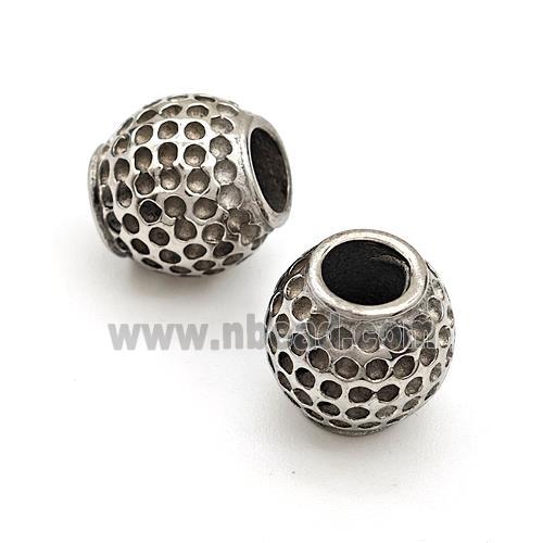 Raw Stainless Steel Round Beads Large Hole
