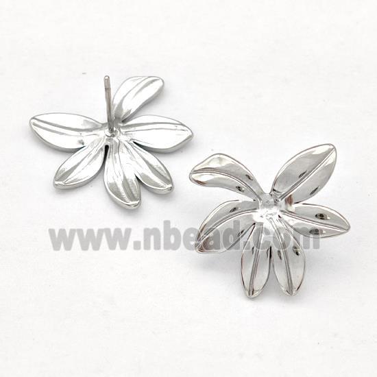 Raw Stainless Steel Stud Earring Flower