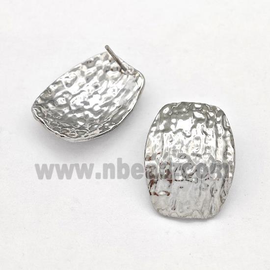Raw Stainless Steel Stud Earring Hammered
