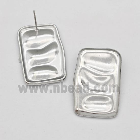 Raw Stainless Steel Stud Earring Rectangle