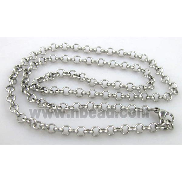 Stainless steel Necklace, platinum plated