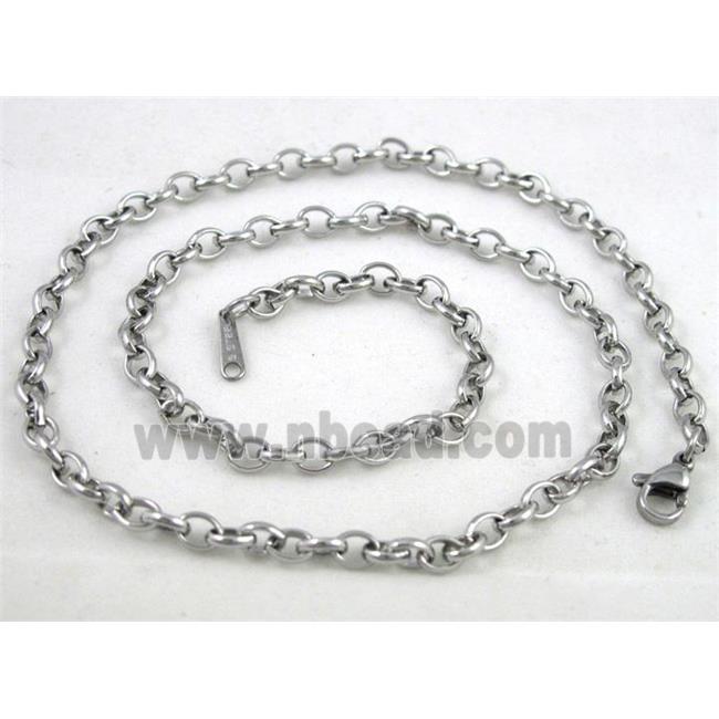 Stainless Steel Necklace, platinum plated