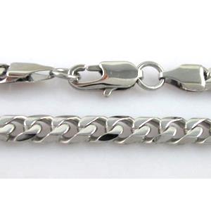 Stainless Steel Necklace Chain, platinum plated