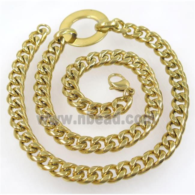 stainless steel necklace, gold plated
