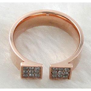 Stainless steel Ring, rose-gold, paved rhinestone