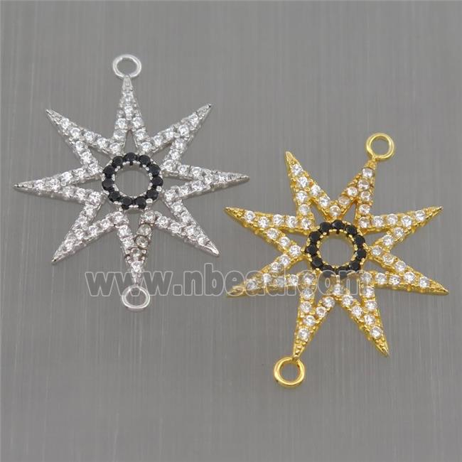 Sterling Silver star connector paved zircon, mixed color