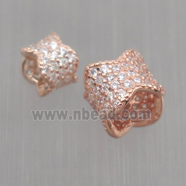 Sterling Silver beads paved zircon, rose gold