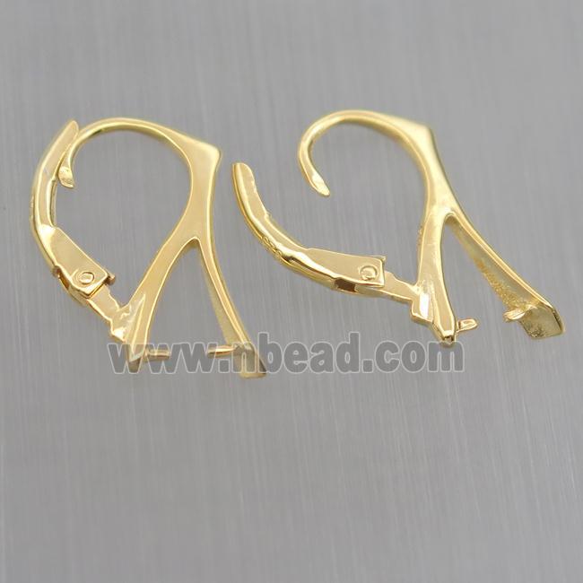 Sterling Silver Leaveback Earrings, gold plated