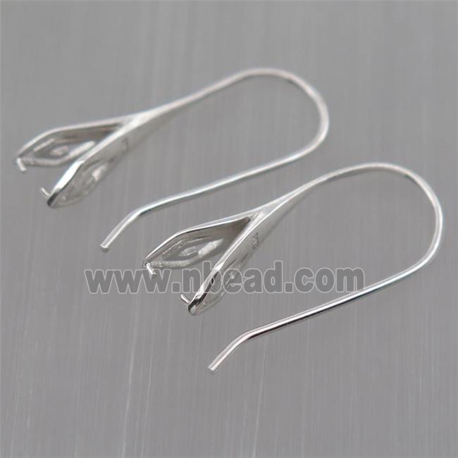 Sterling Silver hook Earrings with bail, platinum plated