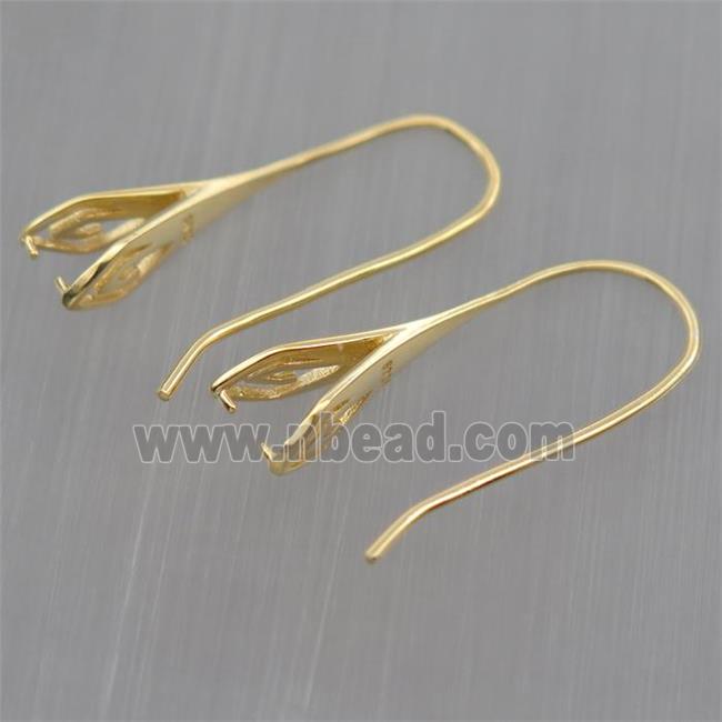 Sterling Silver hook Earrings with bail, gold plated