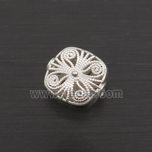 Sterling Silver Beads Square Hollow