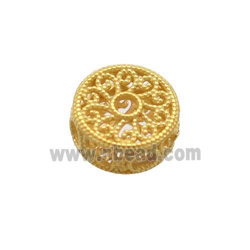 Sterling Silver Beads Button Hollow Gold Plated