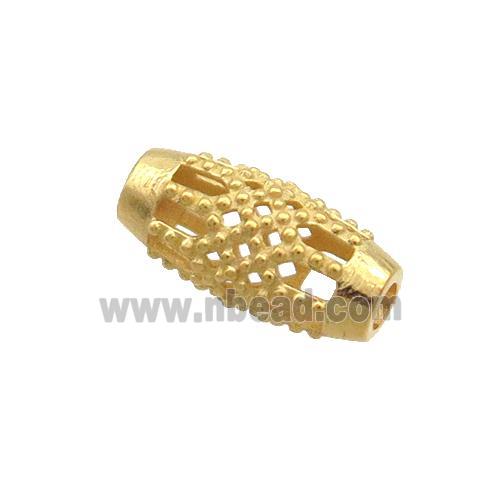 Sterling Silver Beads Rice Hollow Gold Plated
