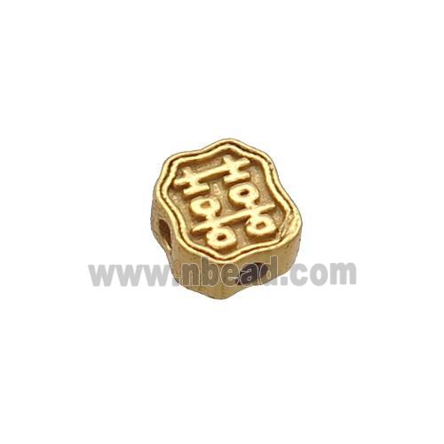 Sterling Silver Beads Square Lucky Gold Plated