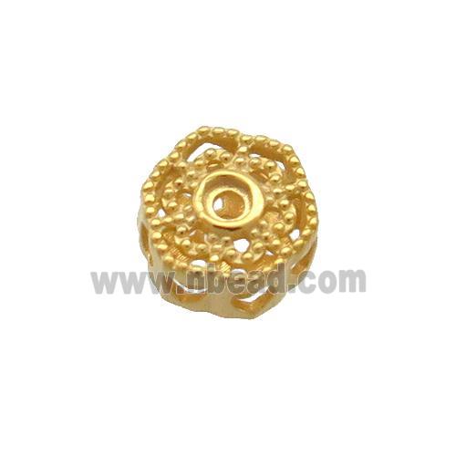 Sterling Silver Beads Hexagon Hollow Gold Plated