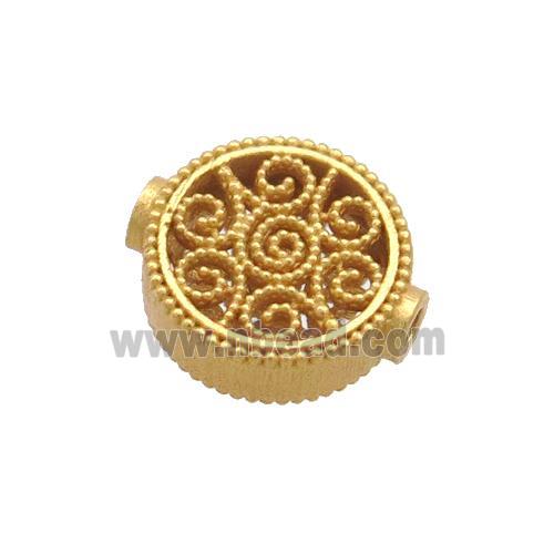 Sterling Silver Beads Circle Hollow Gold Plated