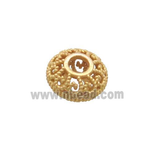 Sterling Silver Beads Rondelle Hollow Gold Plated