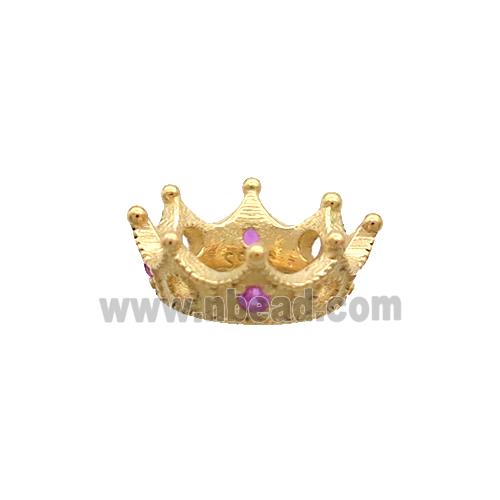 Sterling Silver Beads Crown Pave Zircon Gold Plated