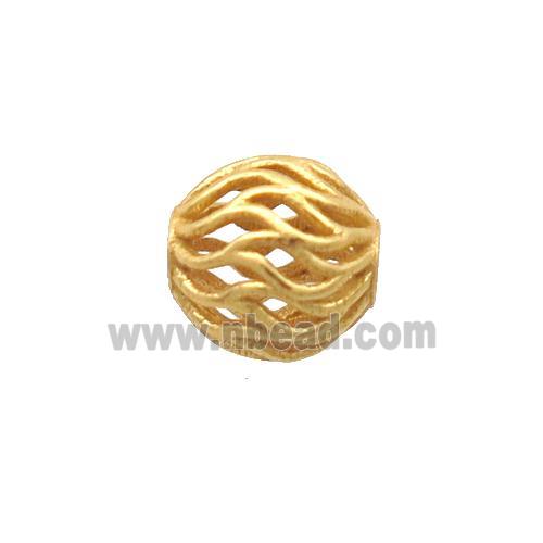 Sterling Silver Beads Round Hollow Gold Plated