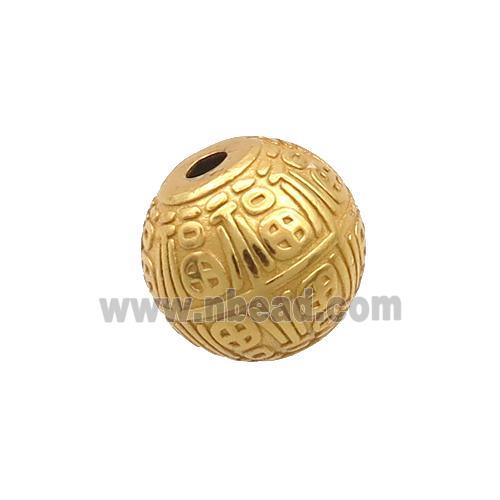 Sterling Silver Round Beads Chinrse Lucky Fu Gold Plated