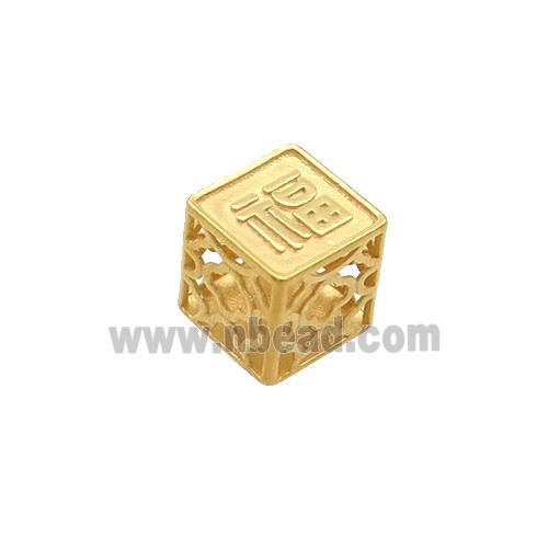 Sterling Silver Cube Beads Lucky Gold Plated