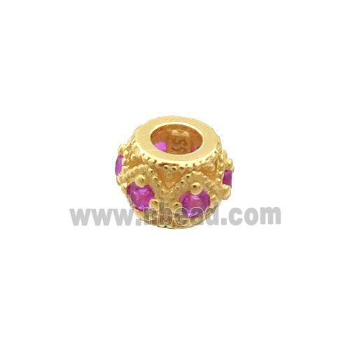 Sterling Silver Round Beads Pave Zircon Gold Plated