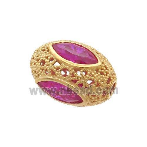 Sterling Silver Rice Beads Pave Zircon Gold Plated