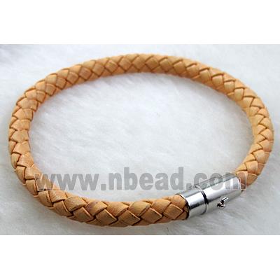 Leather Rope  Bracelets, magnetic clasp, brown