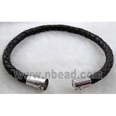 deep coffee Leather Cord Bracelets with Magnetic Clasp